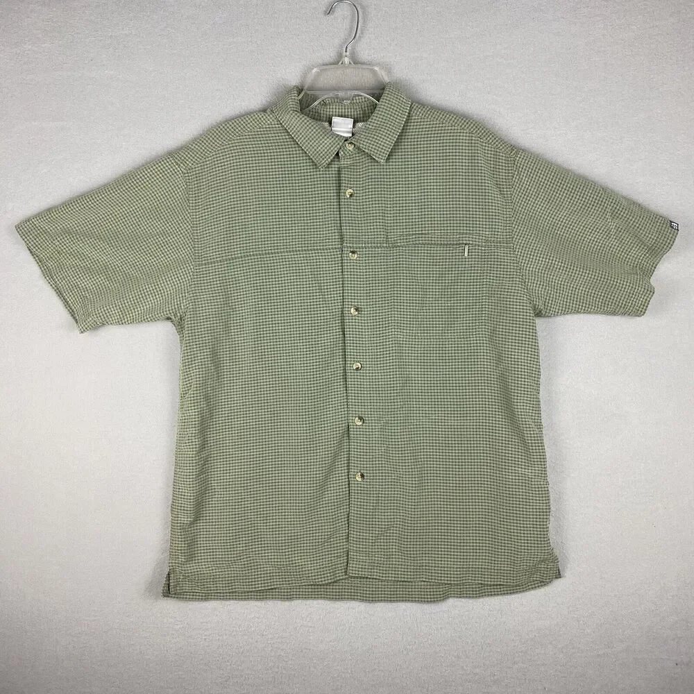 The North Face Green Plaid Design Button Down Short Sleeve Shirt Mens Size Large